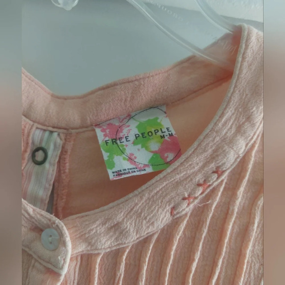 Free People Snap Out Of It Coral Tunic Top Gauzy Cotton Beach Medium - Picture 5 of 8